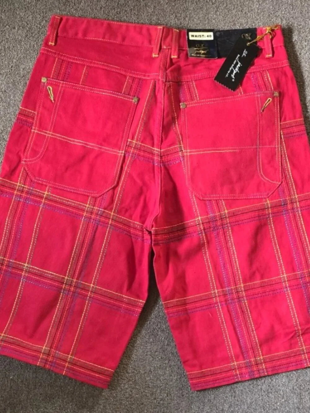 Vintage OX Jackpot Red Denim Size 40 Shorts Grunge Skater Y2K Street Urban NEW!!